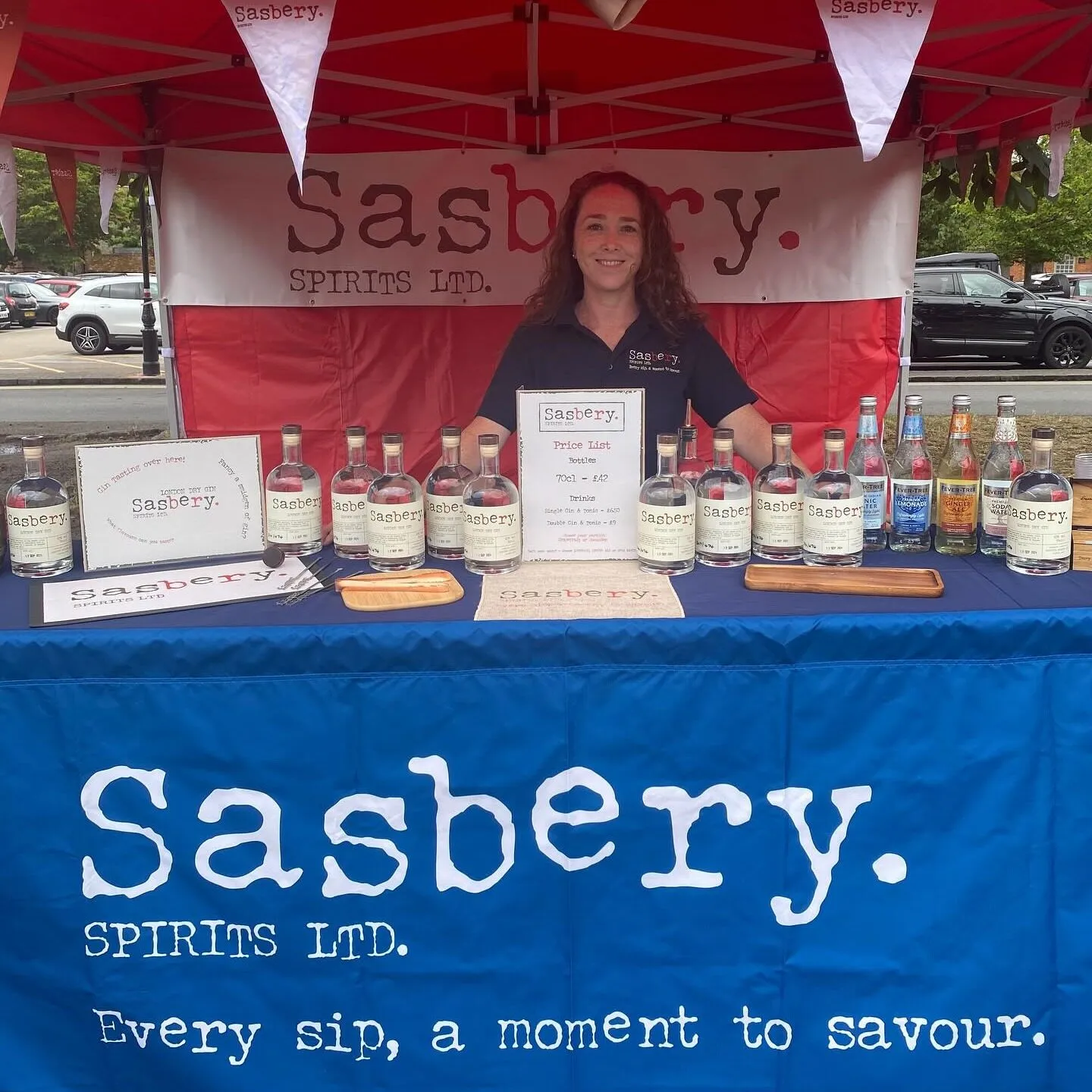Sasbery Spirits market stall – London Dry Gin handcrafted in Guildford, Surrey